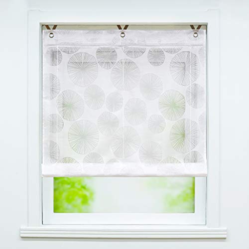 Joyswahl Voile Ösenrollo Transparenter Raffrollo mit Kreise Ausbrennerqualität »Alicia« Schals Fenster Gardine mit Hakenaufhängung, Raffrollo ohne Bohren BxH 120x130cm 1 Stück von Joyswahl