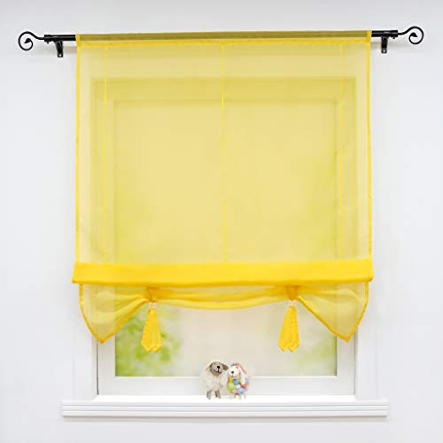 Joyswahl Voile Raffrollo Bändchenrollo »Sarah« Moderne Gardine Raffrollo mit Tunnelzug Transparente Raffgardinen BxH 80x155cm Gelb 1er Pack von Joyswahl