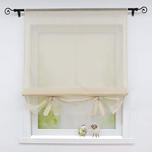 Joyswahl Voile Raffrollo Bändchenrollo »Sarah« Moderne Gardine Raffrollo mit Tunnelzug Transparente Raffgardinen BxH 80x155cm Sand 1er Pack von Joyswahl