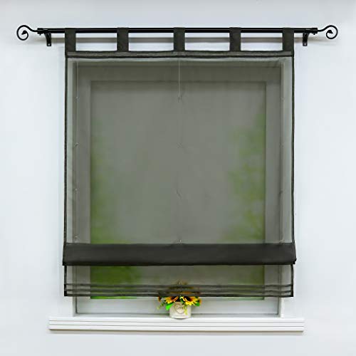 Joyswahl Voile Raffrollo Raffgardinen mit Schlaufen »Sophia« Transparent Gardine mit Zierfalten Muster Raffrollos BxH 140x155cm Grau 1 Stück von Joyswahl