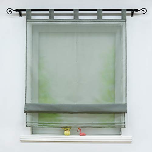 Joyswahl Voile Raffrollo Raffgardinen mit Schlaufen »Sophia« Transparent Gardine mit Zierfalten Muster Raffrollos BxH 60x155cm Silber 1 Stück von Joyswahl