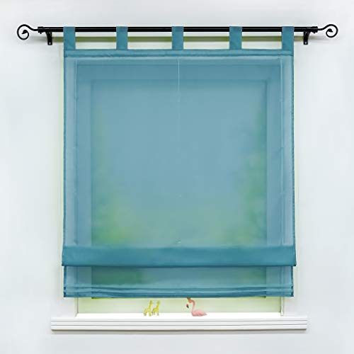 Joyswahl Voile Raffrollo Raffgardinen mit Schlaufen »Sophia« Transparent Gardine mit Zierfalten Muster Raffrollos BxH 80x155cm Blau 1 Stück von Joyswahl