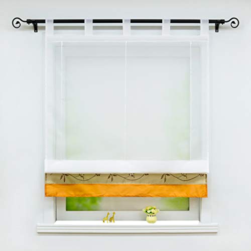 Joyswahl Voile Raffrollo Transparente Raffrollos mit Stickerei Blumen Gardine »Rosa« Schals mit Schlaufen Fenster Vorhänge BxH 100x155cm Orange 1er Pack Joyswahl Voile Raffrollo Transparente Raffrollos mit Stickerei Blumen Gardine »Rosa« Schals mit Schlaufen Fenster Vorhänge BxH 100x155cm Orange 1er Pack von Joyswahl