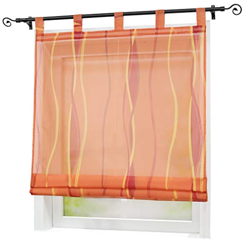 Joyswahl Voile Raffrollo halptransparenter Raffrollo mit Schlaufen mit wellenförmigen Druckdesign »Helga« Schals Fenster Vorhänge BxH 100x140cm Orange 1er Pack von Joyswahl