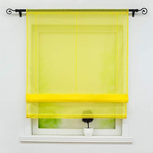 Joyswahl Voile Raffrollo mit Tunnelzug Transparente Unifarbiges Bändchenrollo »Sophia« Schals mit Stangendurchzug Fenster Vorhänge BxH 140x155cm Gelb 1er Pack von Joyswahl