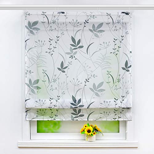 Joyswahl Voile Raffrollo mit floraler Musterung transparente Raffgardine mit Klettschiene »Therese« Schals Fenster Gardine BxH 140x140cm 1 Stück von Joyswahl