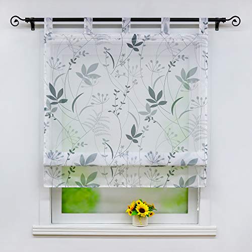 Joyswahl Voile Raffrollo mit floraler Musterung transparente Raffgardine mit Schlaufen »Therese« Schals Fenster Gardine BxH 140x140cm 1 Stück von Joyswahl