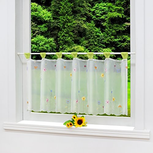 Joyswahl Voile Scheibengardine Transparente Bistrogardine »Augusta« mit Schlaufen Kaffee Stores Vorhang HxB 45x160cm #4 1er Pack von Joyswahl