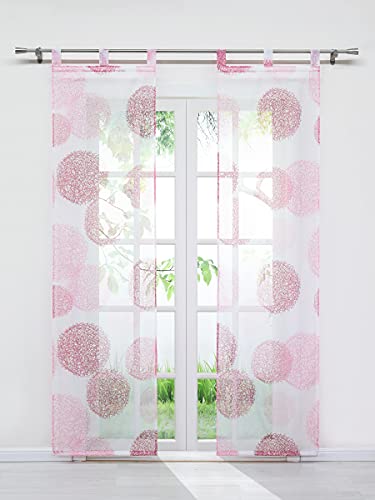 Joyswahl Voile Schiebegardine mit Nest Druck »Tim« transparente Fertiggardine mit Schlaufen, inkl. Beschwerungsstange, Pink, BxH 57x225cm (2 Stück) von Joyswahl