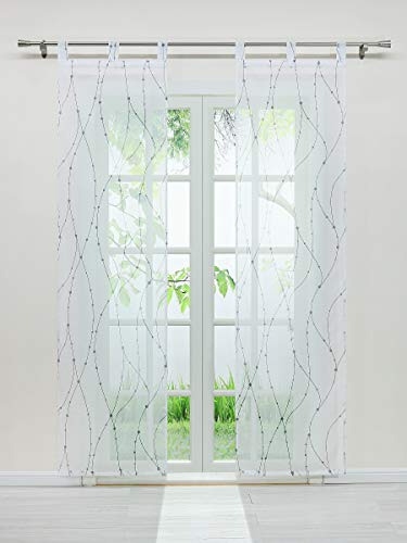Joyswahl Voile Schiebegardine mit Wellen Druck »Lu« transparente Fertiggardine mit Schlaufen, inkl. Beschwerungsstange, Grau, BxH 57x225cm (2 Stück) von Joyswahl