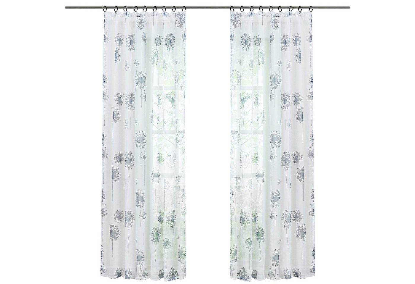 Joyswahl Vorhang Löwenzahn (1 St), Kräuselband, transparent, Mikrofaserqualität, Pusteblumen Muster, Voile Schal, H/B 175/140 cm von Joyswahl