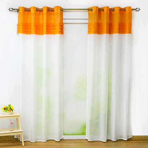 Joyswahl halbtransparente Gardine mit Farbiger Faltenblende »Monika« Schals Wohn- oder Schlafzimmer Fenster Vorhänge Orange mit Ösen BxH 140x225cm 1 Stück von Joyswahl