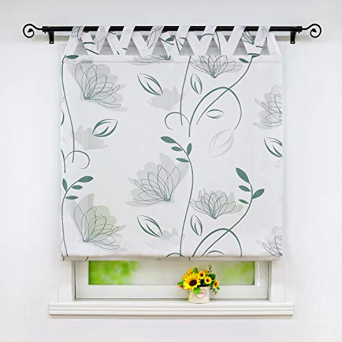 Joyswahl halbtransparentes Raffrollo mit Leinenoptik Gardine mit Ausbrenner Muster »Amelie« Wohnzimmer Schals mit V Schlaufen BxH 140x140cm 1er Pack von Joyswahl