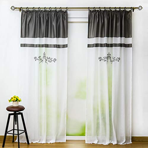 Joyswahl halbtranspatente Gardine Landhausstil Vorhang mit Stickerei Blumen »Leni« Schals Fenster Vorhänge BxH 140x175cm Grau mit Kräuselband 1 Stück Joyswahl halbtranspatente Gardine Landhausstil Vorhang mit Stickerei Blumen »Leni« Schals Fenster Vorhänge BxH 140x175cm Grau mit Kräuselband 1 Stück von Joyswahl