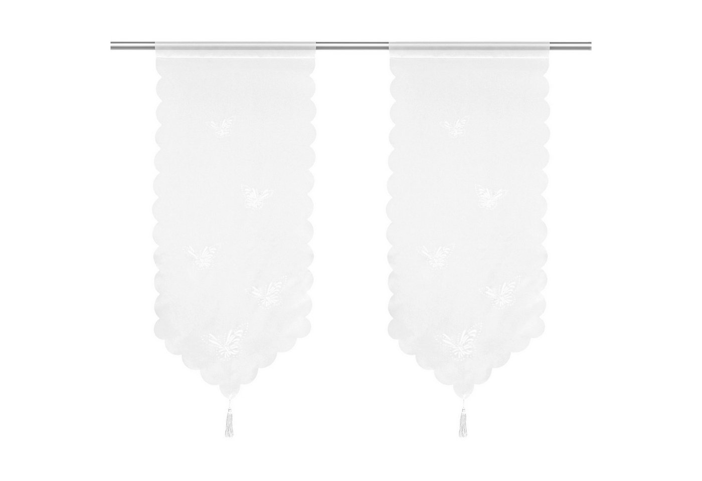 Joyswahl Scheibengardine, Stangendurchzug (1 St), transparent, Durchbrochener Schmetterling, mit Quaste Panneaux, Kurzstore von Joyswahl