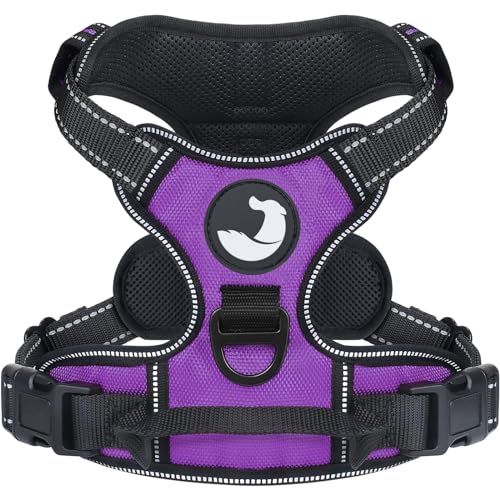 Joytale Hundegeschirr mittelgroße Hunde, reflektierendes Geschirr Hund,luftdurchlässige Anti Zug Hundegeschirr, verstellbares Brustgeschirr mit Griff beim Führen und Training, Lila, S von Joytale