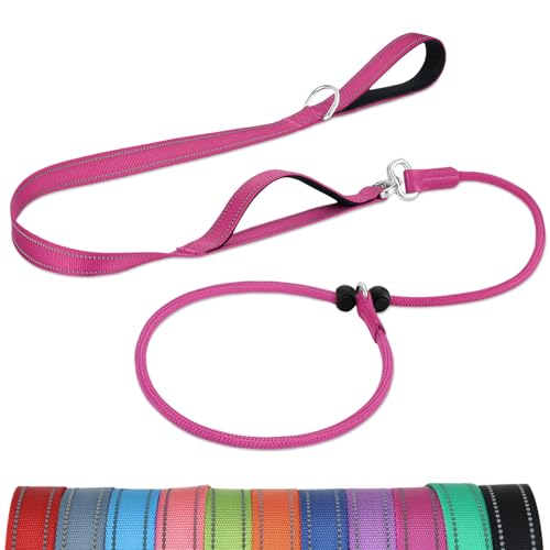 Joytale Doppelter Griff Retrieverleine mit Zugstopp, 1,8m Verhedderungsfreies Trainingsleine für Hunde, Reflektierend Führleine aus weichem Nylon für Kleine und Mittlere Hunde, Leuchtend Rosa Joytale Doppelter Griff Retrieverleine mit Zugstopp, 1,8m Verhedderungsfreies Trainingsleine für Hunde, Reflektierend Führleine aus weichem Nylon für Kleine und Mittlere Hunde, Leuchtend Rosa von Joytale