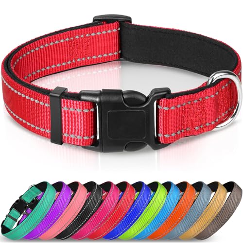 Joytale Halsband Hund, Reflektierend Hundehalsband Große Hunde, XL, Rot von Joytale