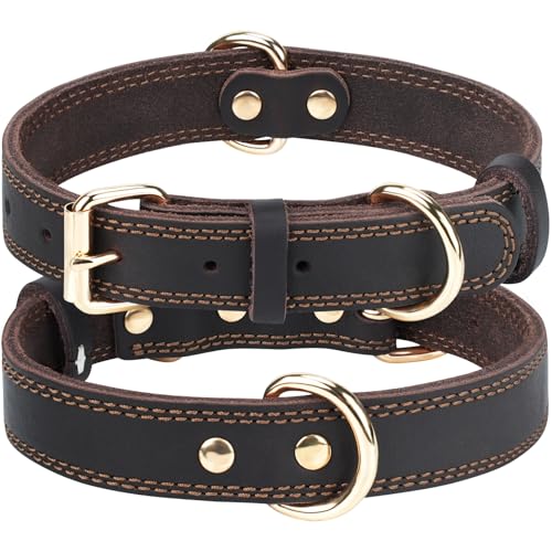 Joytale Hundehalsband Leder, Halsband aus Leder für Welpen und Kleine Hunde, Weiches Echtleder Hundehalsband Langlebig und Verstellbar, Braun, XS Joytale Hundehalsband Leder, Halsband aus Leder für Welpen und Kleine Hunde, Weiches Echtleder Hundehalsband Langlebig und Verstellbar, Braun, XS von Joytale