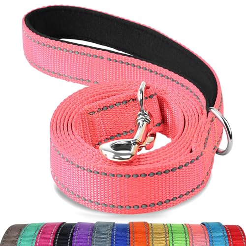 Joytale Hundeleine, 1.8/1.5/1.2m Reflektierende Leine aus Nylon mit Gepolstertem Griff für Große Mittel Hunde, 1.5m × 2.0cm, Rosa von Joytale