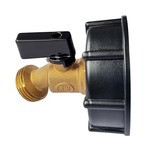 Joywayus Kompatibel mit 275-330 Gallonen IBC Tote Wassertankadapter 5,1 cm Grobgewinde S60x6 3/4GHT Messing Gartenschlauch Wasserkugelhahn von Joywayus
