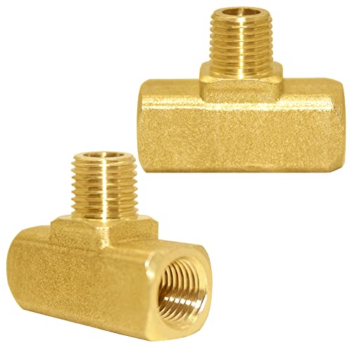 Joywayus Messingrohrverschraubung Barstock Street Tee T 3-Wege NPT 1/4 Zoll Innengewinde × 1/4 Zoll Außengewinde × 1/4 Zoll Innengewinde Adapter (2 Stück) von Joywayus