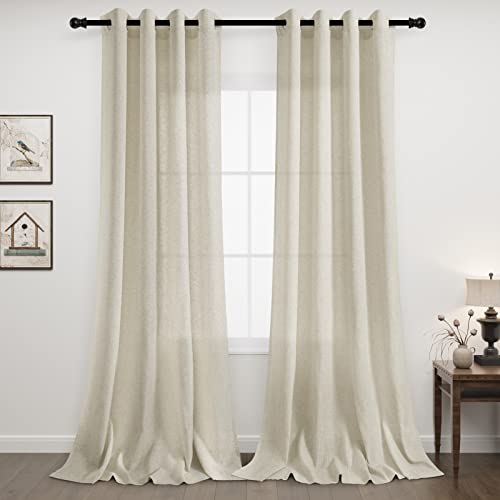 Beige Leinen Vorhänge 260 cm Lang für Schlafzimmer Wohnzimmer Halbtransparent Landhausstil Luftig Dekoschal Boho Vorhang Leinen Gardinen mit Ösen Modern Leinenoptik Vorhang Natur 260x140 cm 2 Stück von Joywell