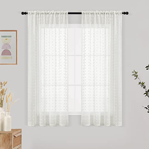 Joywell Elfenbeinfarben Durchsichtige Vorhänge Küche Badezimmer Pom Pom durchsichtige Vorhänge Gepunktete Textur Boho Semi Sheer Vorhänge Tülle 2er Set BxH 140x138 Joywell Elfenbeinfarben Durchsichtige Vorhänge Küche Badezimmer Pom Pom durchsichtige Vorhänge Gepunktete Textur Boho Semi Sheer Vorhänge Tülle 2er Set BxH 140x138 von Joywell