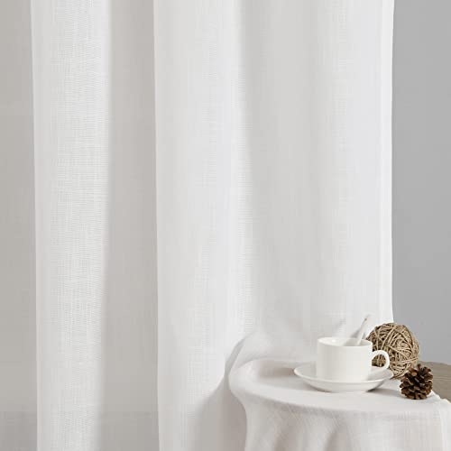 Joywell Weiß Durchsichtige Vorhänge Küche Badezimmer durchsichtige Vorhänge Gepunktete Textur Boho Semi Sheer Vorhänge Tülle 2er Set 140x138 von Joywell