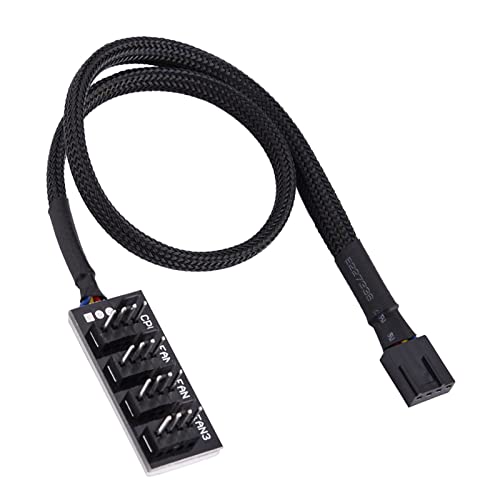 4 Ports PWM Lüfter Hub Splitter, 4 Wege Lüfter Strom Verlängerungskabel CPU Multi Splitter Anschluss Versorgungskabel Adapter Kompatibel mit Kühlergehäuse Desktop PC ATX Computer Vier- oder von Joyzan