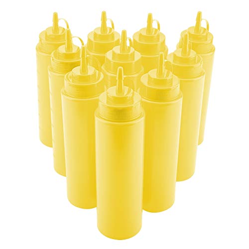 Gewürzflaschen, Squeeze Flasche Sauce Bottle Squeezeflasche Saucenflasche 720ml Dosierflaschen mit Spitze Plastikflaschen Gewürzspender Saucenspender für Condiment Dressings Senf Ketchup [Gelb] von Joyzan