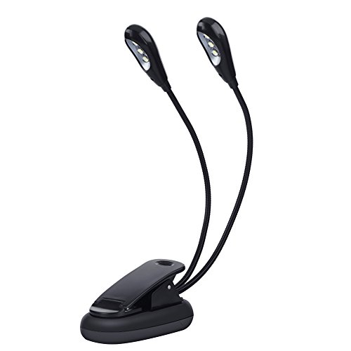 Joyzan 360 ° Flexible Schwanenhals-Klemmlampe, Notenpultleuchte LED USB Schreibtischlampe Mini Wiederaufladbare Buchleuchte Clip On Light Leseleuchten für Bett[6 beads] von Joyzan