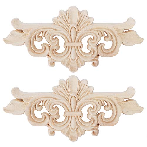 Holz Geschnitzte Applikation, Holzornamente für Möbel Vintage Deko Geschnitztes Holzschnitzerei Applikation Wände Kleiderschränke Fenster Appliques Blume Onlay Lange Applique Dekoration Carving von Joyzan