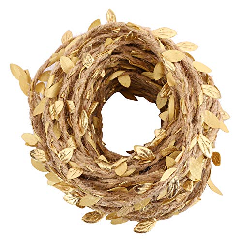 Künstliches Blätterseil, Rankengirlande aus Hanf Für Heimdekoration, DIY-Kunsthandwerk Grüne Weide Gewebt Mit Seil Für Den Innen- Und Außenbereich Geeignet Erstellen Sie Wunderschöne(Gold) von Joyzan