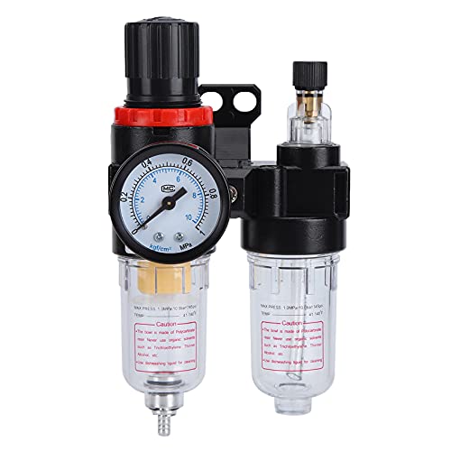 Druckluft Druckregler Luftfilter, Druckluftkompressor Filter mit Manometer Wartungseinheit 1/4 Druckminderer Kompressor Gasflasche Pneumatischer Wasserabscheider Pneumatische Regler Gas Prozessor von Joyzan