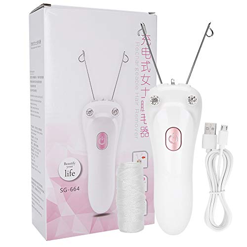 Elektrischer Gewinde Epilator, Haarentferner Schneller Schmerzloser Baumwollfaden Epilierer mit Faden, Frauen Gesichtshaarentferner, Rasierer USB Aufladung für Gesichts Körperhaare Gesicht Arm[Rosa] von Joyzan