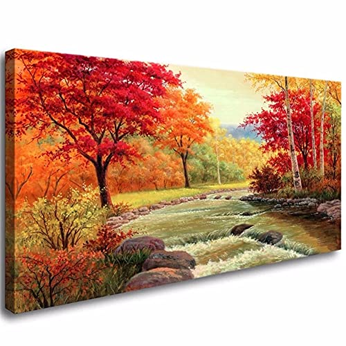 Diamond Painting Herbst-Wald der roten Bäume,5D Diamant Painting Bilder groß,DIY Diamant Gemälde Erwachsene Kinder,Diamant Malerei Set Vollbohrer,Malen Nach Zahlen,Dekoration Home Wall-40x80cm/16x32in von Jpnca