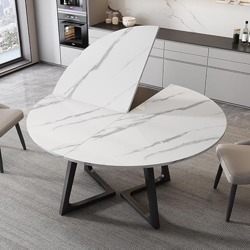 4-Punkt Klappbare Runde Tischplatte Platzsparend 1.2m 1.3m 1.4m 1.5m 1.6m 1.7m 1.8m Große Holz Ersatztischplatte Extender Esstische für Party/Kommerz/Schreibtisch Leicht Zu Lagern Keine Beine(Marble T von Jpquantrics