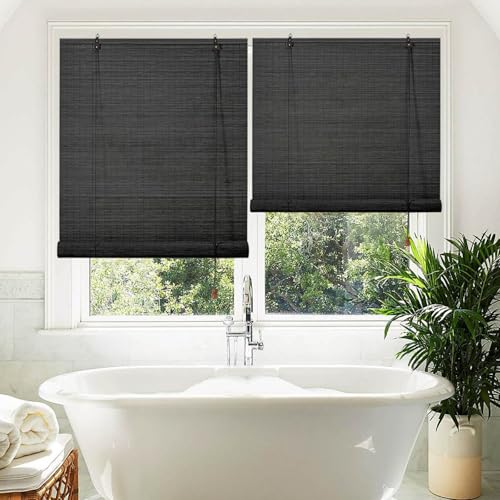 80% Blackout Rollo Bambus Schwarze Raffrollo Bambusrollo Sichtschutz Sonnenschutz Thermo Rollos&Jalousien Outdoor Terrasse Garten Bambusvorhang 80 100 140 150 160cm Einfach Aufzuhängen(W80xH250cm) von Jpquantrics