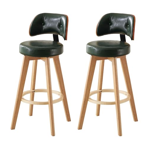 Küchenstuhl Holz Drehbar 2er Set Gepolsterter Barhocker Barstuhl Barstühle Bürohocker Mit Rückenlehnen Und Fußstütze Thekenhocker für Erwachsene/Gitarre Kücheninselstühle Einfache Montage(Green,77cm) von Jpquantrics