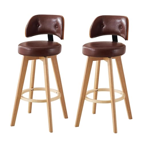 Küchenstuhl Holz Drehbar 2er Set Gepolsterter Barhocker Barstuhl Barstühle Bürohocker Mit Rückenlehnen Und Fußstütze Thekenhocker für Erwachsene/Gitarre Kücheninselstühle Einfache Montage(Brown,87cm) von Jpquantrics