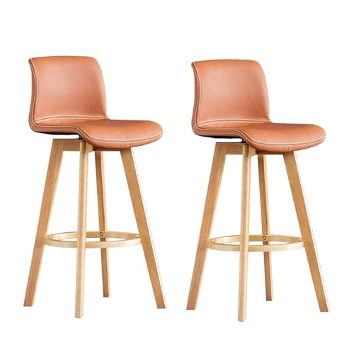 Tresenhocker Drehbare Barhocker Barstuhl 2er Set Mit Rückenlehnen Und Fußstütze 71cm H Sitzhöhe Gepolstert Tresenstuhl Holz für Wohnzimmer/Frühstück/Café 150kg Kapazität Stabil Küchenhocker(Orange) von Jpquantrics