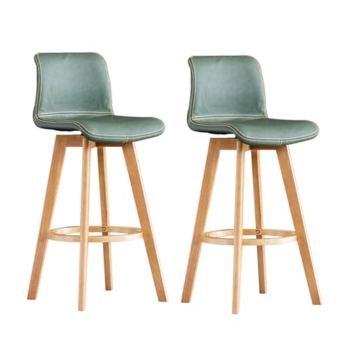 Tresenhocker Drehbare Barhocker Barstuhl 2er Set Mit Rückenlehnen Und Fußstütze 71cm H Sitzhöhe Gepolstert Tresenstuhl Holz für Wohnzimmer/Frühstück/Café 150kg Kapazität Stabil Küchenhocker(Green) von Jpquantrics