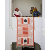 Handgefertigter Teppich Mit Block-Print Abstraktes Bauhaus-Design von JpurArtistCollective