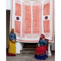 Handgemachtes Queen Quilt Set Kantha Tagesdecke Mit Blockprint von JpurArtistCollective