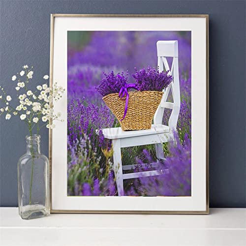 Diamond Painting Kinder/Erwachsene Malen Nach Zahlen Lavendel Blume Diamond Paintings Set Zubehör Voll Daiments Painting Bilder Groß 40x50cm, Diamond Art für Wohnzimmer Schlafzimmer Dekoration von Jqynn