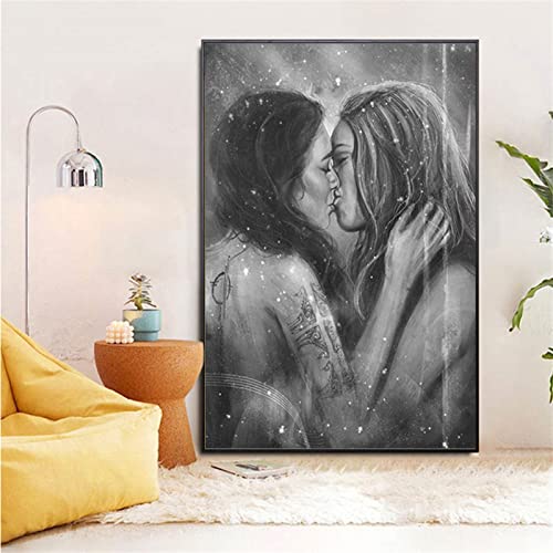 Jqynn Diamond Painting Kinder/Erwachsene Malen Nach Zahlen Lesbische Liebe Diamond Paintings Set Zubehör Voll Daiments Painting Bilder Groß 30x40cm, Diamond Art für Wohnzimmer Schlafzimmer Dekoration von Jqynn