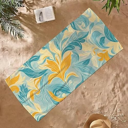 Jqynn Strandtuch Groß Sandfrei Mikrofaser Strandtuch 220x100 Leicht Schnell Trocknendes Saugfahiges Schwimmhandtücher, Männer Frauen Vielseitiges Badetuch, für Urlaub & Sport (Blau Einfachheit) E-331 von Jqynn