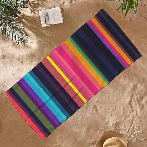 Strandtuch Groß Sandfrei Mikrofaser Strandtuch 100x150 Leicht Schnell Trocknendes Saugfahiges Schwimmhandtücher, Männer Frauen Vielseitiges Badetuch, Perfekt für Urlaub & Sport (Farbe Linie) E-391 von Jqynn