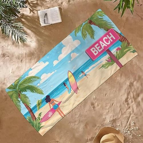 Strandtuch Groß Sandfrei Mikrofaser Strandtuch 100x200 Leicht Schnell Trocknendes Saugfahiges Schwimmhandtücher, Männer Frauen Vielseitiges Badetuch, Perfekt für Urlaub & Sport (Am Meer Bäume) E-329 von Jqynn